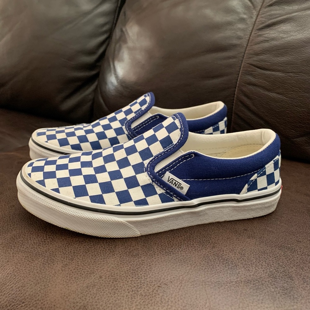 Vans checkered slip-ons blue/white